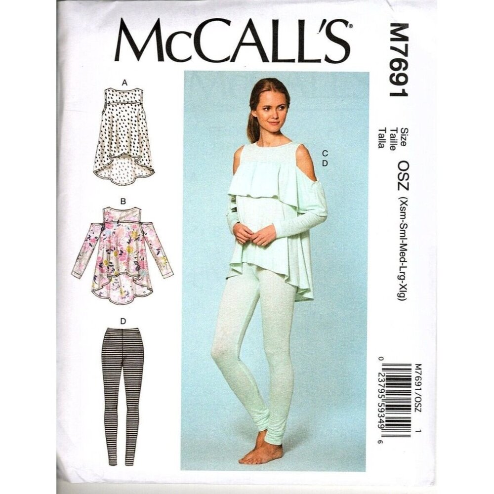 McCalls M7691 Misses All Sizes XS to XL Knit Tops and Pants Uncut Sewing Pattern